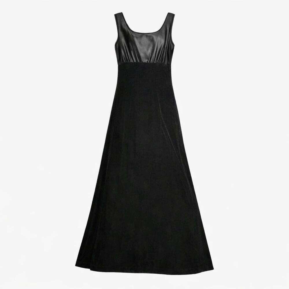 Vintage Whimsigoth Maxi Dress Womens 12 Black Sleeveless Sheer Grunge Goth Glam